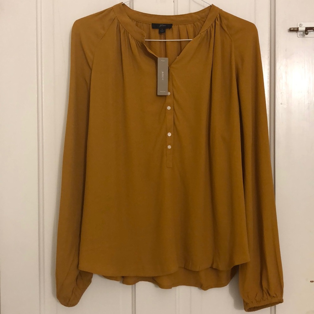 Flattering Mustard J. Crew Blouse Sz L